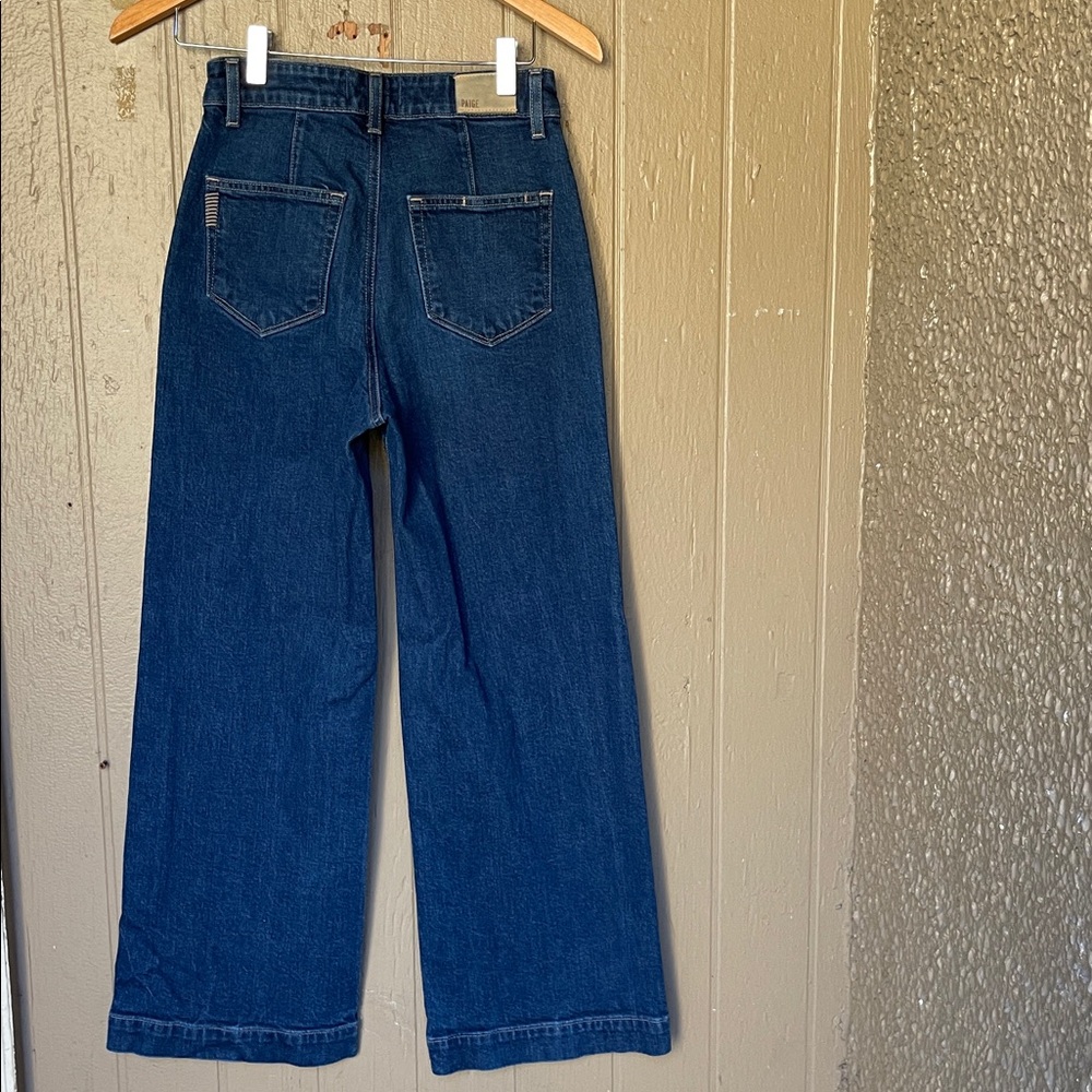 PAIGE Anessa Dark Blue Wide Leg Flare Jeans - Picture 2 of 12